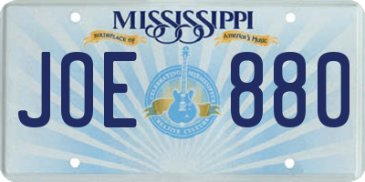 MS license plate JOE880