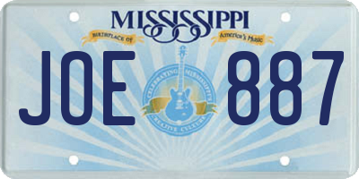 MS license plate JOE887