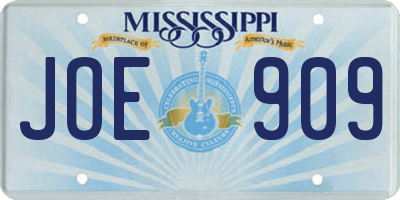 MS license plate JOE909