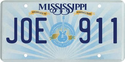 MS license plate JOE911