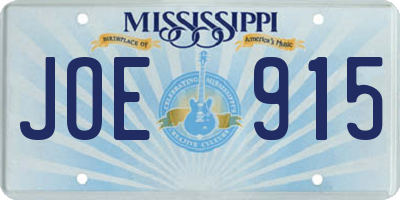 MS license plate JOE915