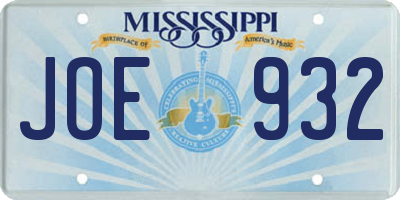MS license plate JOE932