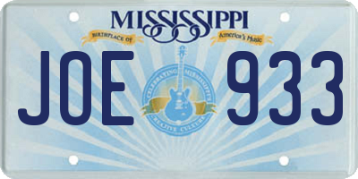 MS license plate JOE933
