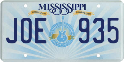MS license plate JOE935