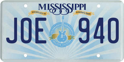 MS license plate JOE940