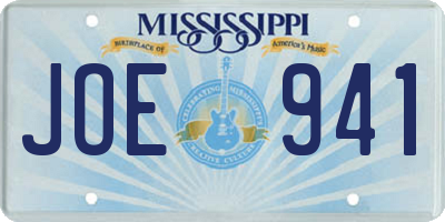 MS license plate JOE941