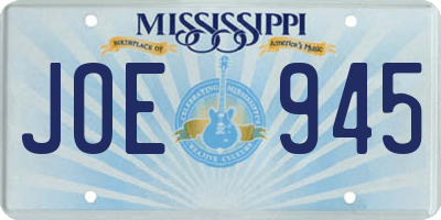 MS license plate JOE945