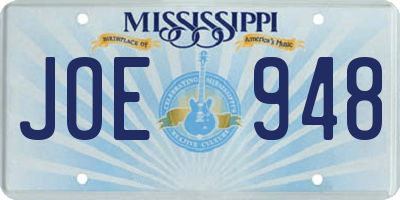 MS license plate JOE948