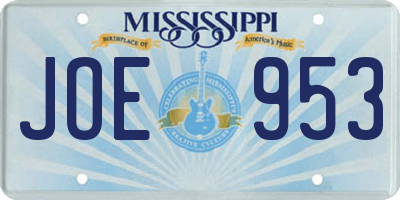 MS license plate JOE953