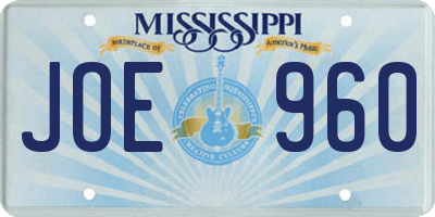 MS license plate JOE960