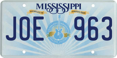 MS license plate JOE963