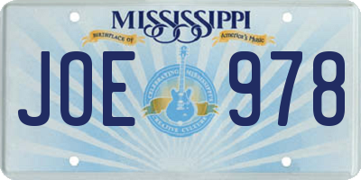 MS license plate JOE978