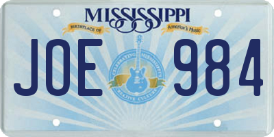 MS license plate JOE984