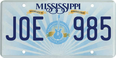 MS license plate JOE985