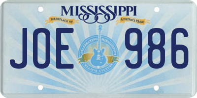 MS license plate JOE986