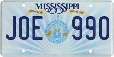 MS license plate JOE990