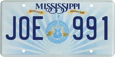 MS license plate JOE991