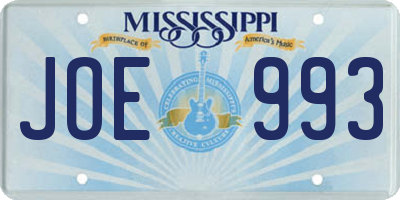 MS license plate JOE993