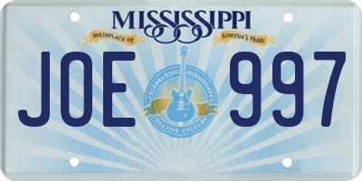 MS license plate JOE997