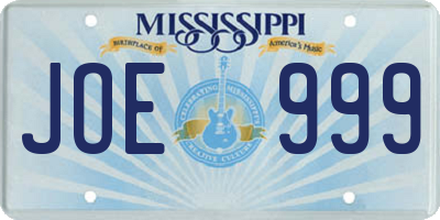 MS license plate JOE999