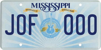 MS license plate JOF000