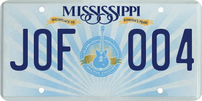 MS license plate JOF004
