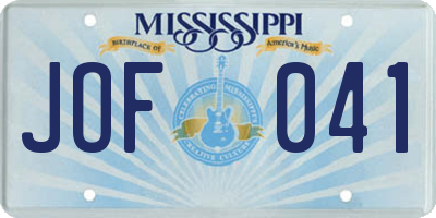 MS license plate JOF041