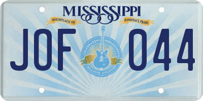 MS license plate JOF044