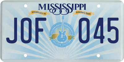 MS license plate JOF045