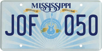 MS license plate JOF050