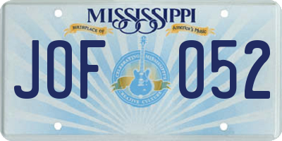 MS license plate JOF052