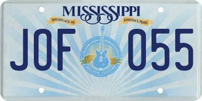 MS license plate JOF055