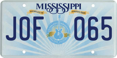 MS license plate JOF065