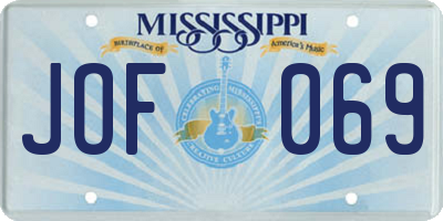 MS license plate JOF069
