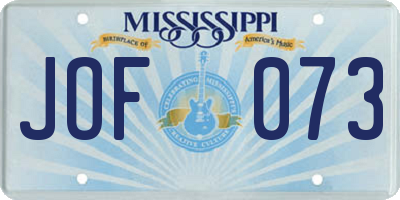 MS license plate JOF073