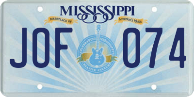 MS license plate JOF074