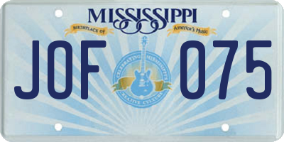 MS license plate JOF075