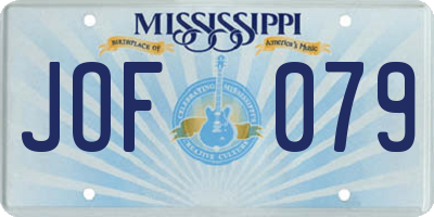 MS license plate JOF079