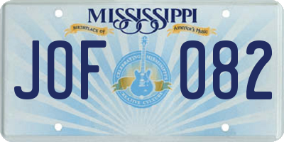 MS license plate JOF082