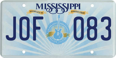 MS license plate JOF083