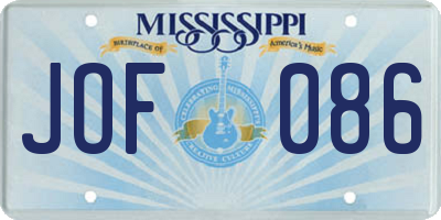 MS license plate JOF086