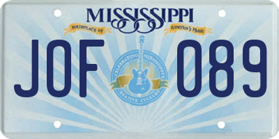 MS license plate JOF089