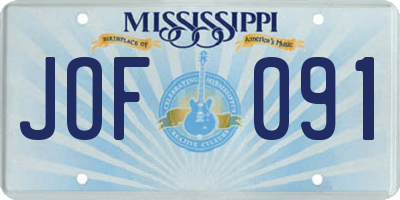 MS license plate JOF091