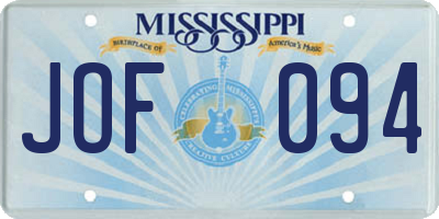 MS license plate JOF094