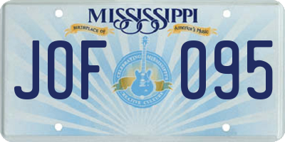 MS license plate JOF095