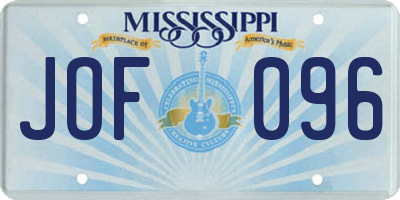 MS license plate JOF096