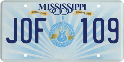 MS license plate JOF109