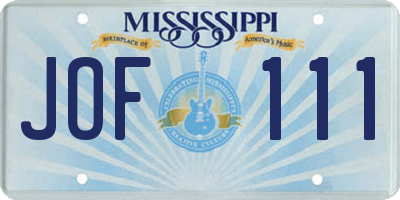 MS license plate JOF111