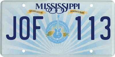 MS license plate JOF113