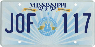 MS license plate JOF117